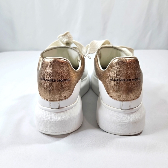 Alexander McQueen Oversized White Leather Sneakers Size 35 - Picture 6 of 9